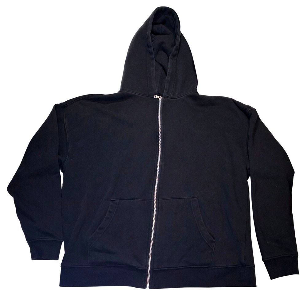 No Boundaries Mens Oversized Fit Full Zip Hoodie Black Fleece Sweatshirt Size M